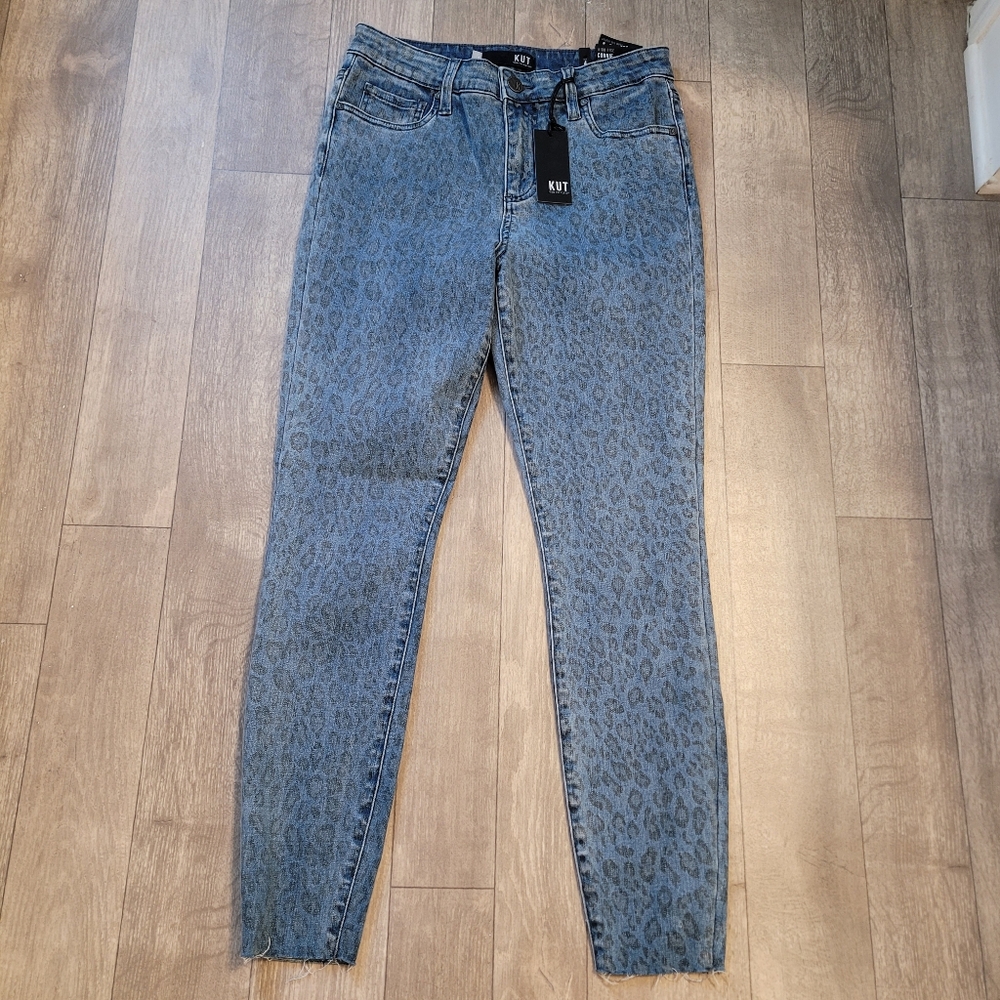 Kut from the Kloth Jeans Size 4 Women Blue Leopard Print High Rise Ankle Connie